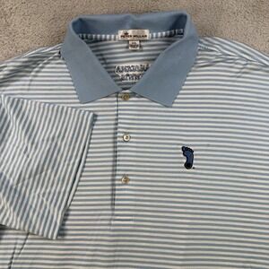 Peter Millar North Carolina Tar Heels Polo Mens 2XL Blue Striped Tennis Cotton